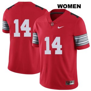 Women's NCAA Ohio State Buckeyes Isaiah Pryor #14 College Stitched 2018 Spring Game No Name Authentic Nike Red Football Jersey LX20R14RB